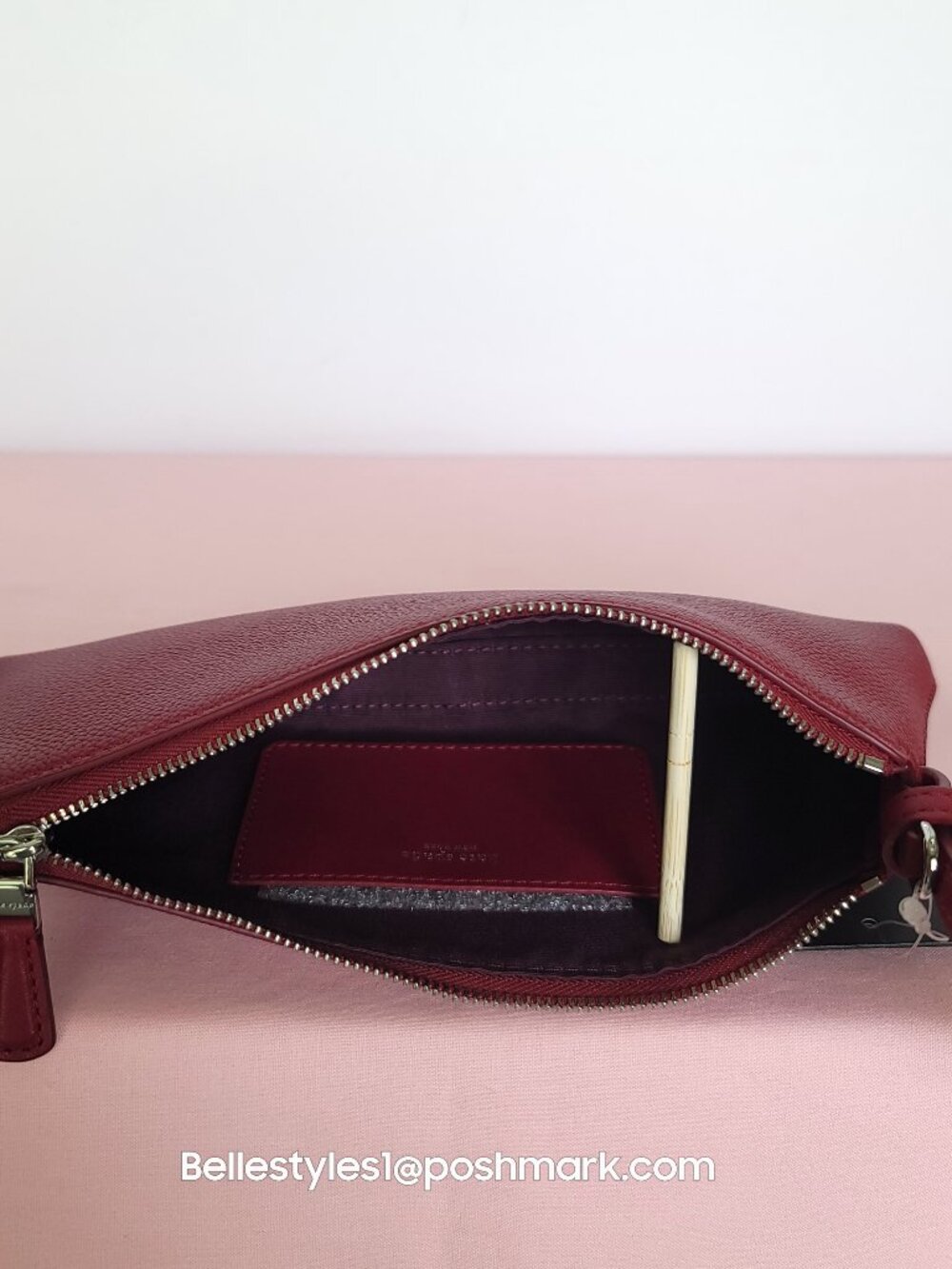 KATE SPADE Loop Pochette Pebbled Leather Mini Bag- Red Jam color⭐ - Picture 14 of 16